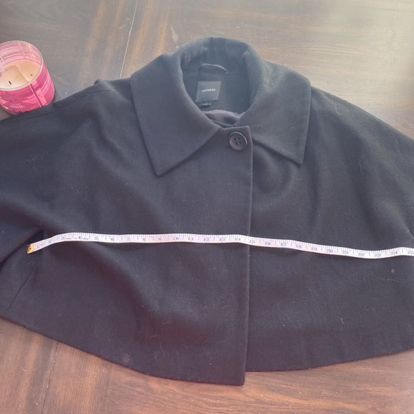 EXPRESS Black cape style wool blend jacket L - Picture 3 of 7